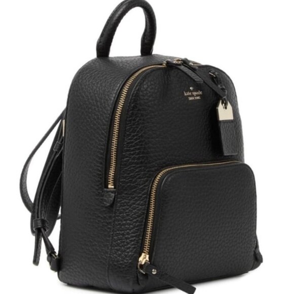 Kate Spade Textured Black Backpack with Gold Accents - Picture 8 of 8